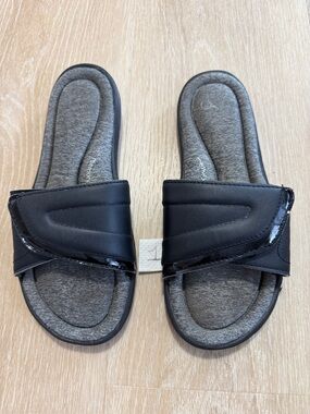 Tommy Hilfiger Black Slides with Gray Padded Footbed